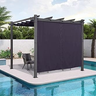 PURPLE LEAF Outdoor Curtains Privacy for 10' Side Pergola with Grommets and Rod Outside Porch Shade Patio Deck Retractable Replacement Gazebo Cabana Curtain Set of 2 Panels 49 x 82 inch Navy Blue