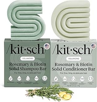 – Kitsch Rosemary and Biotin Shampoo & Conditioner Set for Hair Growth - Strengthening, Thickening & Volumizing Shampoo and Conditioner Bar - Paraben, Sulfate & Silicone Free - 2 pack