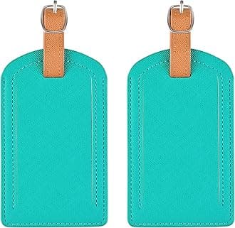 Premium Colored Luggage Tags for Luggage, Travel Bags and Suitcases by Adventure Goods - Pack of 2 (Turquoise)