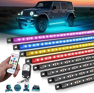 U8 RGB+IC Underglow LED Light Bars (8-Piece Kit) 888 LEDs, Dual Remote Control, Chasing/Fading Modes, IP68 Waterproof Aluminum Housing