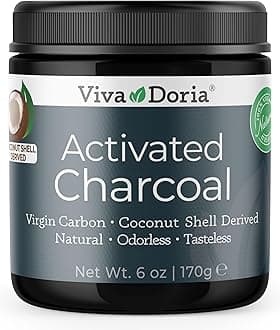 Viva Doria Virgin Activated Charcoal Powder, Coconut Shell Derived, Food Grade, 6 oz