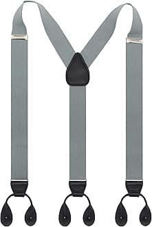Y Back Button 1.4" Suspenders for Men with Stylish Leather Button Ends Durable Long Lasting Stretch Ultimate Fashion