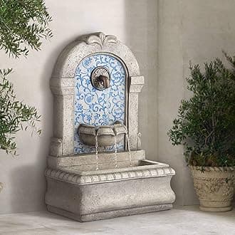 Manhasset 30 1/4" High Large Italian Outdoor Decor Blue Faux Stone Floor Fountain Standing Waterfall Tiered Cascading Water Feature for Outside Garden Patio Yard Backyard Porch Deck - John Timberland