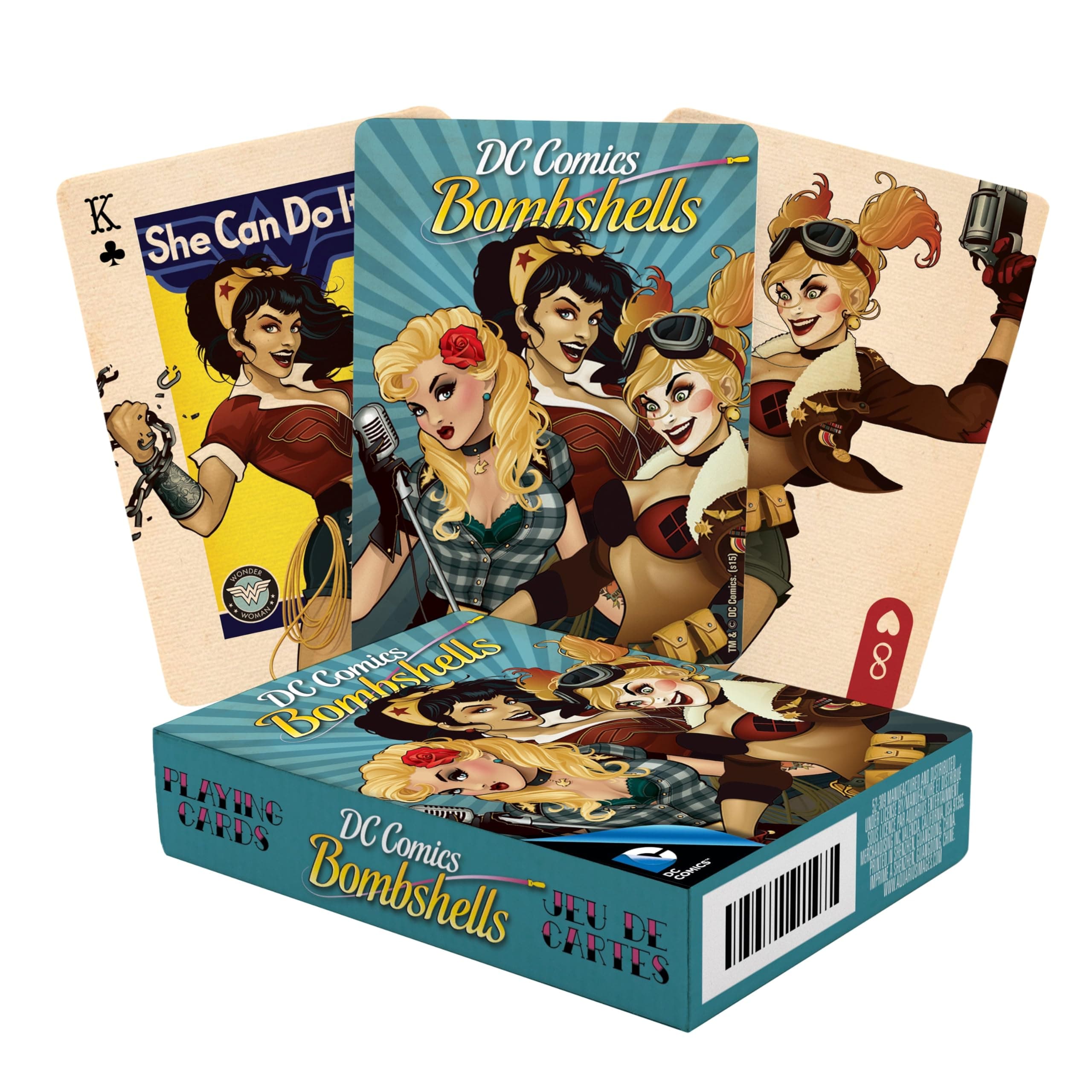 AQUARIUS DC Comics Bombshells Playing Cards - Bombshells Themed Deck of Cards for Your Favorite Card Games - Officially Licensed DC Comics Merchandise & Collectibles - Poker Size