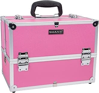 Essential Pro Makeup Train Case with Shoulder Strap and Locks - Pink