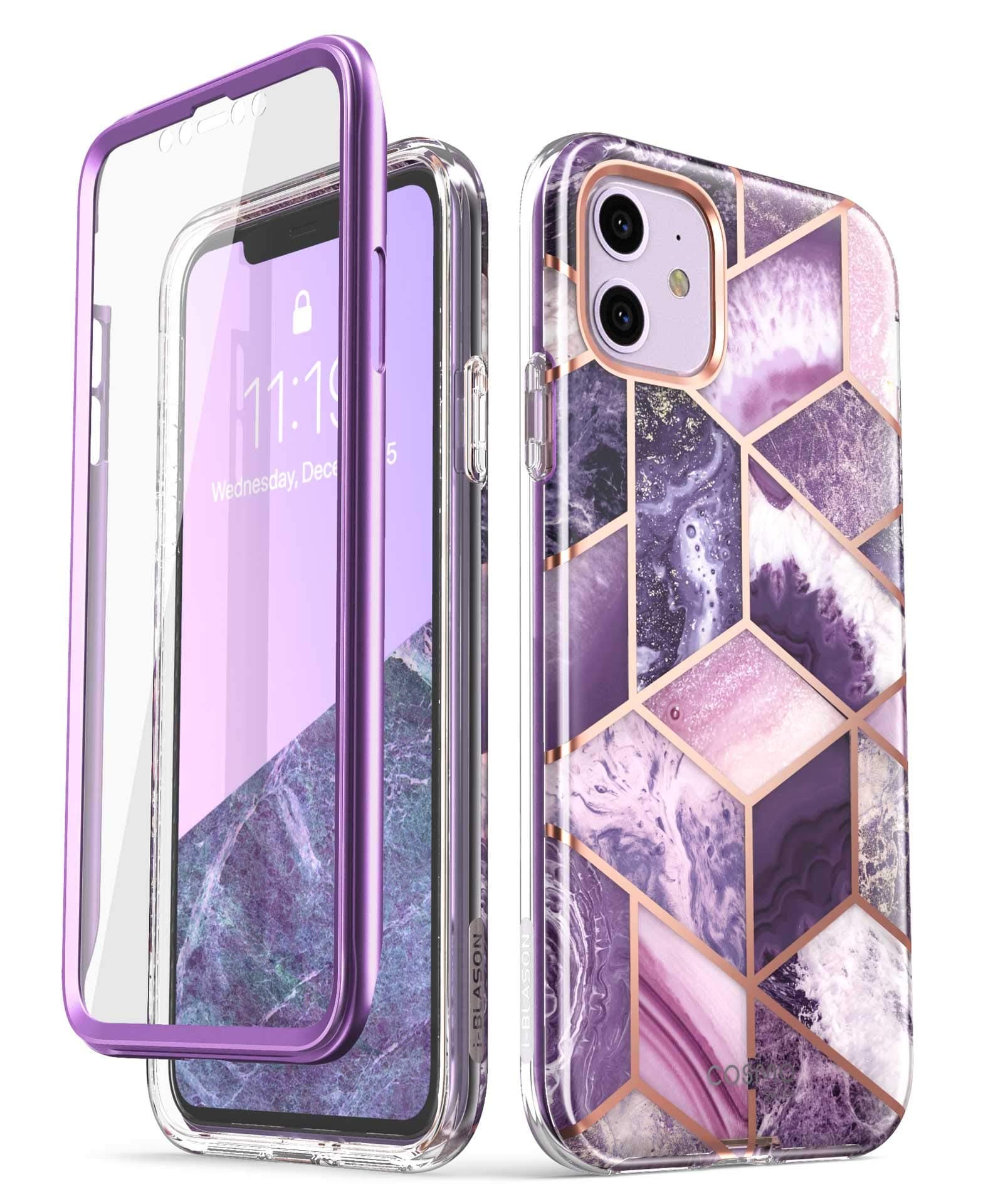 Cosmo Series Case for iPhone 11 (2019 Release), Slim Full-Body Stylish Protective Case with Built-in Screen Protector, Purple, 6.1''