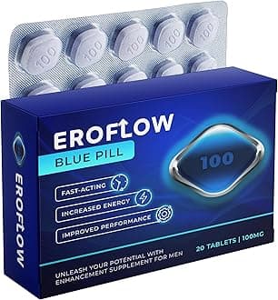EROFLOW - Blue 20 Pills for Men | 100mg - Natural Supplement for Enhanced Performance & Stamina - Fast-Acting Blue Tablets | Efficiency & Long-Lasting Results