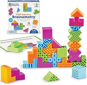 Learning Resources STEM Explorers Brainometry - 34 Pieces, Ages 5+ STEM Toys for Kids, Brain Teaser Toys and Games, Kindergarten Games