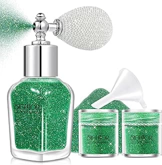 SIGHTOR Body Glitter Spray, 30ML Shiny Spray for Body Hair Face Clothing, Highlighter Powder Spray Shimmer Sparkle Pearl Powder Makeup Nail Art Spray for Stage Makeup Party (Green)