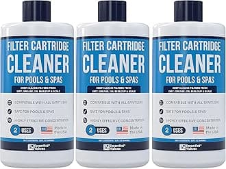 Pool & Spa Cartridge Cleaner (3 Pack, 32oz / 3 Quart Total / 6 Uses), Made in USA - Filter Cleaning Solution Comparable to Leisure Time by Essential Values