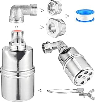Mornajina 1/2" 3/4" 1" Automatic Float Valve, 304 Stainless Steel Fully Automatic Water Level Control Float Valve, Auto Shut Off Ball Mini Float Valve for Pool, Fish Tank, Livestock Troughs, Pond