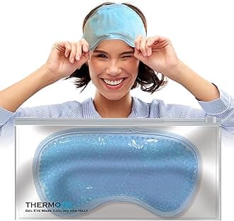 Cooling Gel Eye Mask for Puffy Eyes, Dry Eyes, Headache & Migraine Relief – Hot & Cold Compress with Plush Side – Reusable Eye Ice Pack for Face, Sleep, Hayfever, Tired Eyes – by ThermoDR