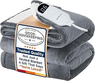 Bedsure Electric Blanket Twin - Soft Flannel Heated Blanket Twin Size, GentleSoft Fast Heating with 10 Time Settings & 6 Heat Settings, Warm Gift for Grandma (62x84 inches, Grey)