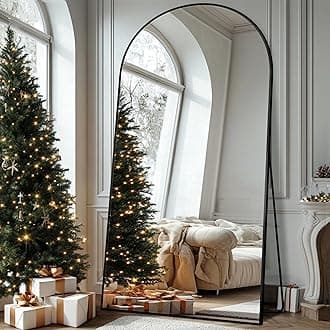 - Full Length Mirror, 44"x82" Oversized Floor Mirror with Stand for Bedroom, Living Room Cloakroom, Black, Arch Style