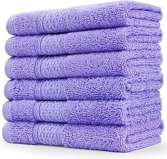 Cleanbear Wash Cloths Cotton Facecloths, Large Face Cloths 6 Ultra-Soft Washcloths for Bathroom and Guestroom, Fade-Resistant Face Towels 13 by 13 Inches (Lavender)