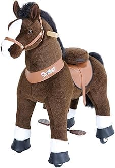 PonyCycle Ride on Horse for Kids 4-7 Riding Large Horses Toys Riding Pony Gifts (36" Height/Size 4) Giddy up Spirit Toys Ride on Pony Walking Animal Classic Model U Chocolate Brown Ux421 with Brake
