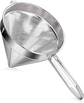 New Star Foodservice China Cap/Chinois Strainer, 18/8 Stainless Steel, 12-Inch, 2mm Fine Perforations