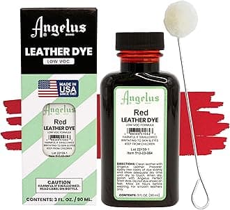 Leather Dye - Flexible Leather Dye for Shoes, Boots, Bags, Crafts, Furniture, & More 3oz, Dauber Included (Red)