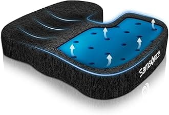 Samsonite Gel Infused Seat Cushion – Ergonomic Cushion for Office Chair, Tailbone Pressure Pad, Coccyx Support for Sciatica, Memory Foam Seat for Car, Desk, or Gaming Chair Use, Black