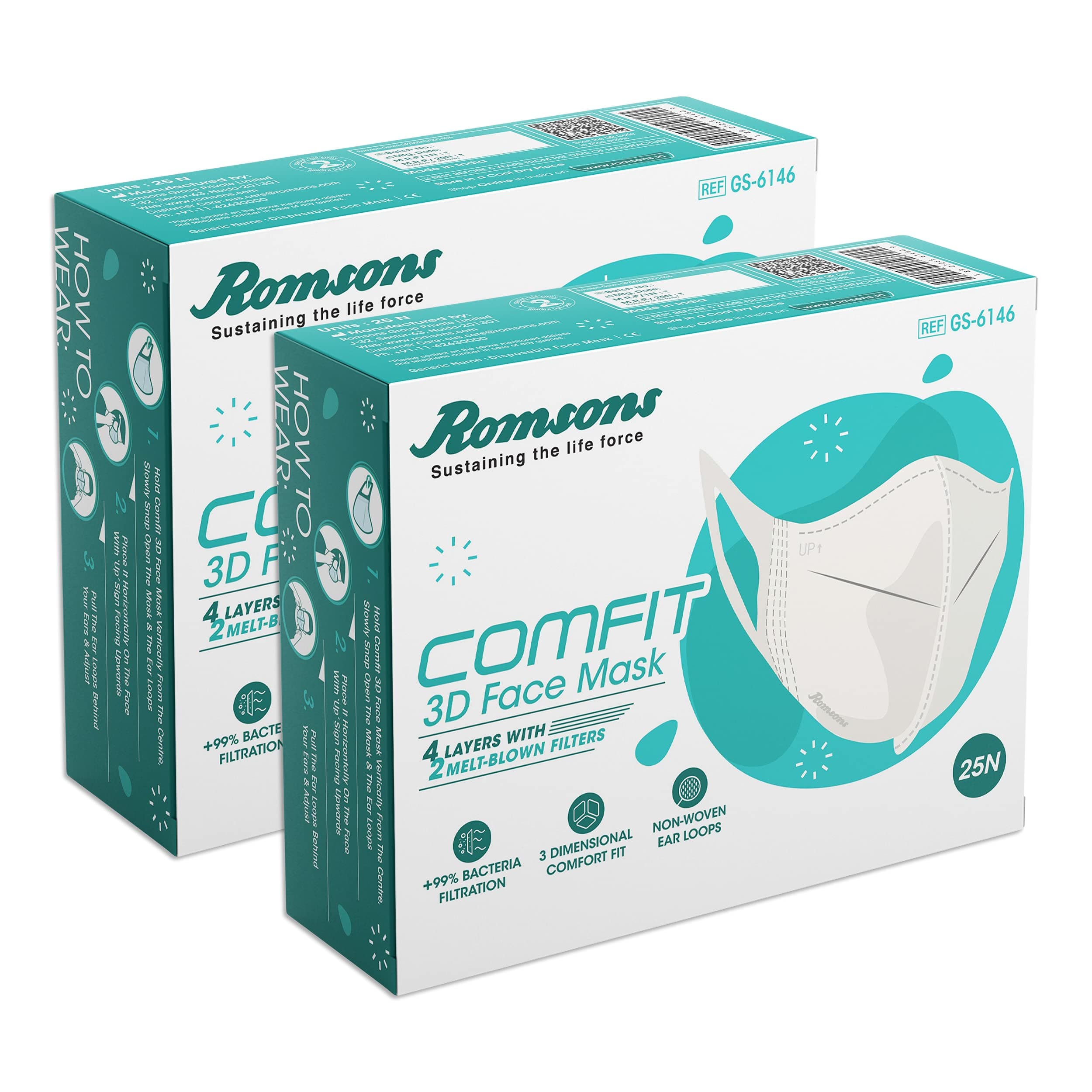 - Comfit 3D Disposable Face Mask with 4 Layer Protection