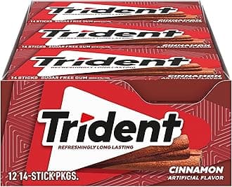 Trident Cinnamon Sugar Free Gum, 14 Sticks, 26 g, 12 Pack
