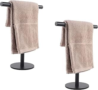Set of 2 Matte Black SUS304 Stainless Steel T-Shaped Towel Bars for Bathroom, Kitchen or Vanity