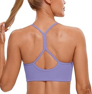 CRZ YOGA Butterluxe Womens High Neck Y Back Sports Bra - Padded Halter Racerback Spaghetti Thin Strap Workout Gym Top