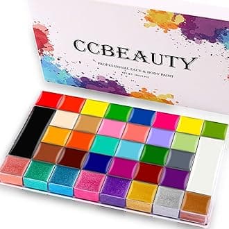 CCbeauty Professional 36 Colors Face Body Paint, Large Cream Face Painting Palette Kit, Non Toxic Hypoallergenic FacePaint for Halloween SFX Special Effects Costume Cosplay Makeup
