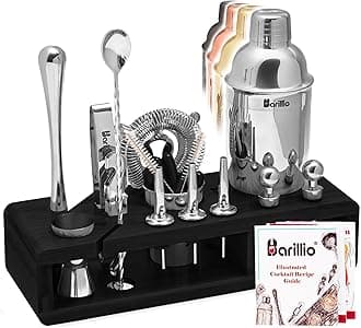 Bartender kit Black Stand Silver Tools…