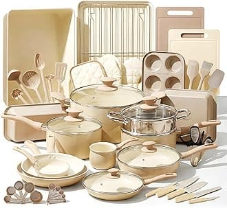 Nutrichef 54-Piece Marble Non-Stick Cookware and Bakeware Set, Professional Home Kitchen Collection with Multi-Sized Pots and Pans Set, and Heat-Resistant Tools