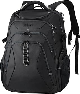 KROSER Travel Laptop Backpack 18.4 Inch XXXL Gaming Backpack with Hard Shell Saferoom RFID Pockets Water-Repellent Business College Daypack Stylish Laptop Bag for Men/Women-Black