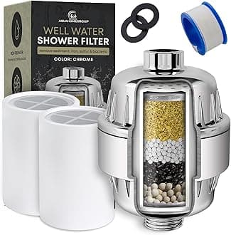 AquahomegroupWell Water Shower Filter | Deep Purification for Hard Water | Advanced 20-Stage Filtration for Healthier Skin and Hair | Easy Installation | Universal Fit