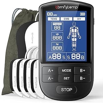 Comfytemp TENS Unit Muscle Stimulator for Pain Relief Therapy, TENS Machine with 24 Modes and DIY, Dual Channel EMS Unit, Pulse Muscle Massager for Back, Shoulder, Sciatica, Knee, 10 Electrode Pads