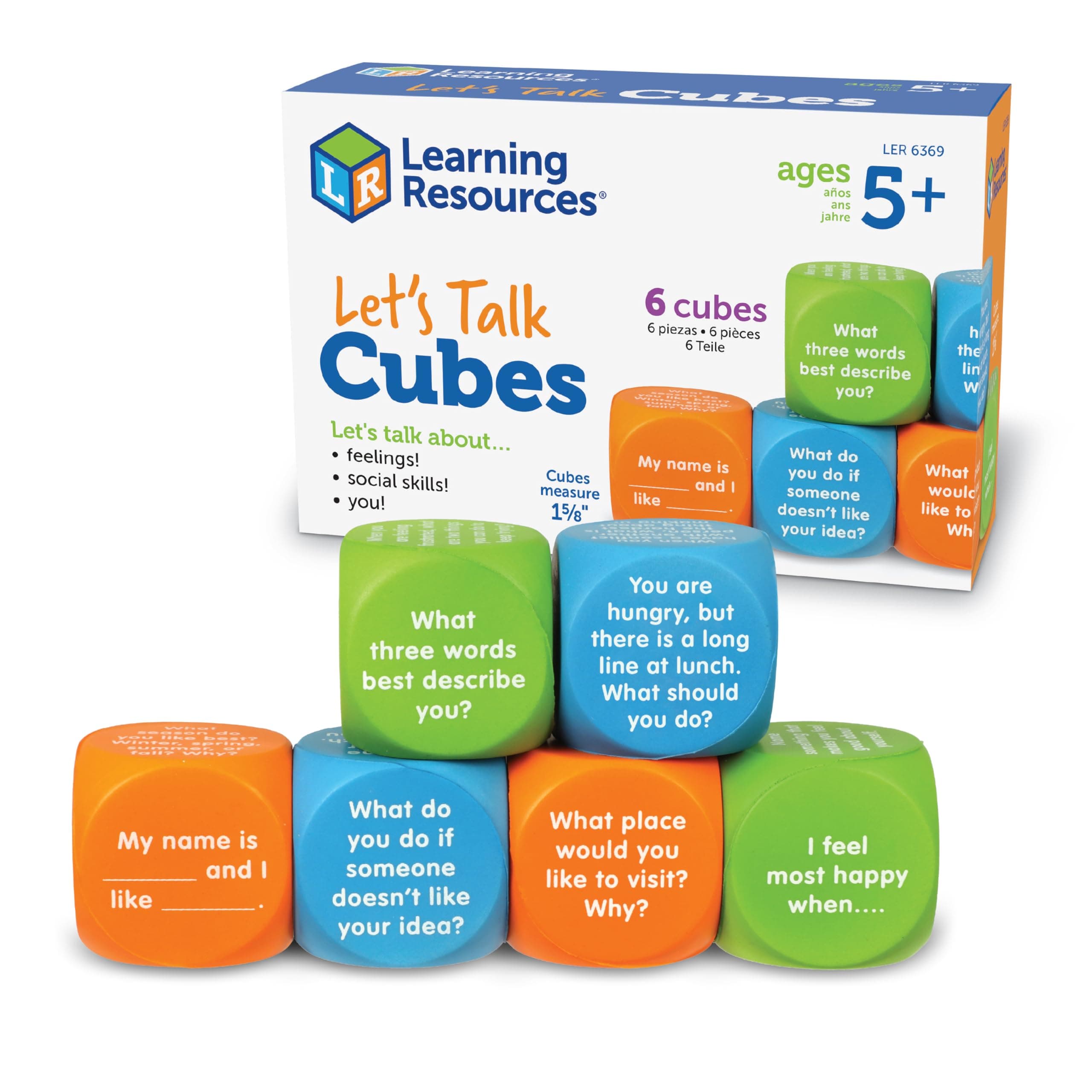 Learning Resources Let's Talk Cubes, Social Emotional & Speech Therapy Activities, Classroom Supplies, Sensory Gifts for Boys and Girls, Multi-Color