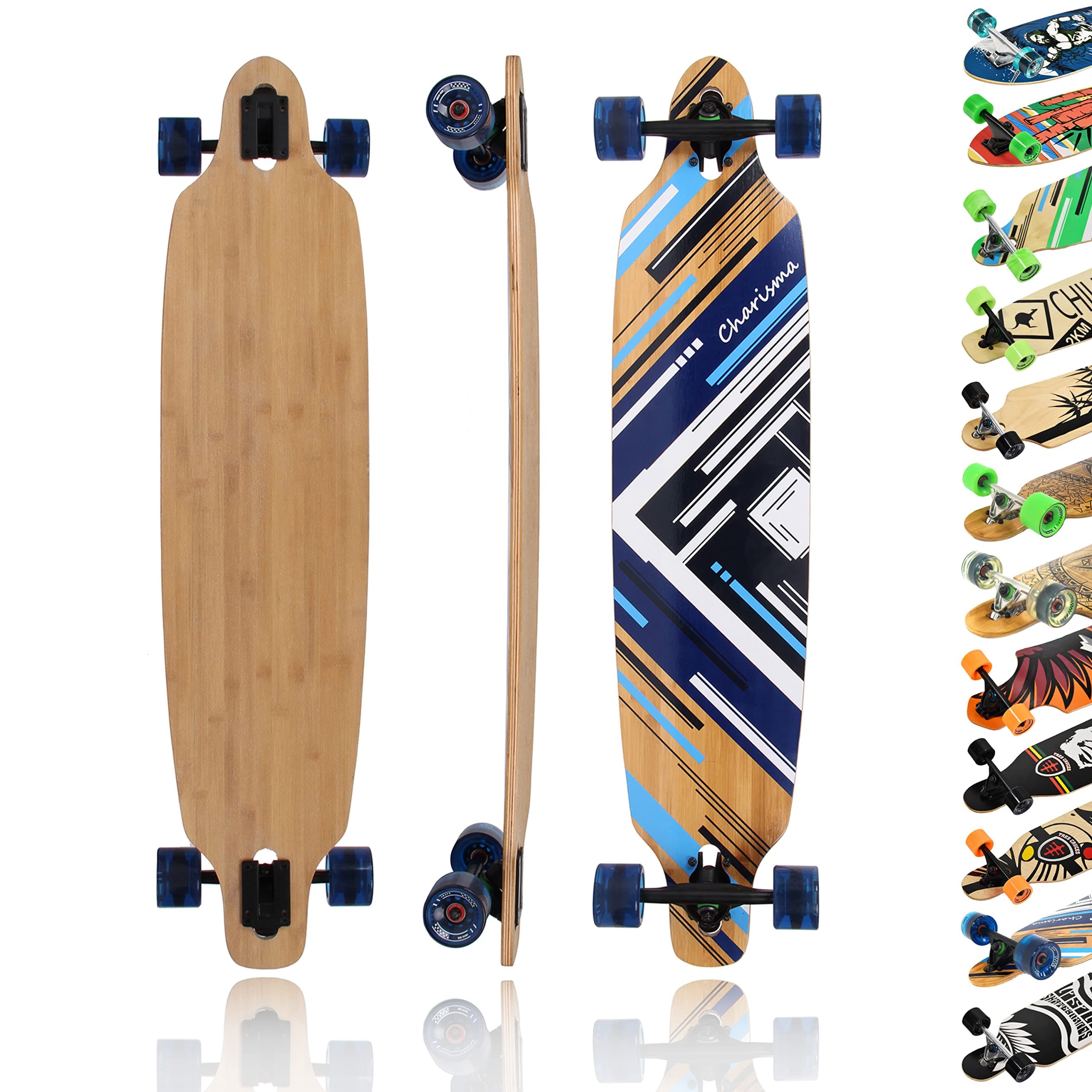 MAXOfit Longboard in Various Designs Maple/Bamboo Decks for Beginners and Advanced Players