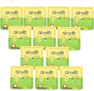 AIRODO Air Room Freshener Power Pocket Gel, Fragrance Booster, Lasts Upto 30 Days, Skin Friendly, Home Fragrance Fresh Scents for Bathroom, Toilet, Living Room, Office (Citrus Blast, Pack of 12)