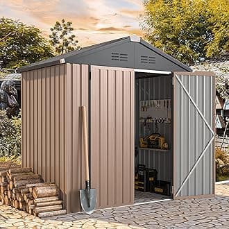 AECOJOY 6x4 Shed, Small Outdoor Metal Storage Sheds & Outdoor Storage Clearance, 4x6 Utility and Tool Garden Shed with Lockable Doors for Backyard, Patio, Outside Use