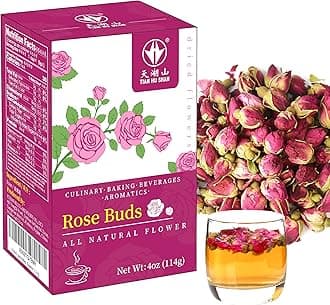 Rose Tea Loose Leaf, Premium Dried Rose Buds, Food Grade Natural Herbal Tea, Caffeine Free Sugar Free, 4 Ounce Pack of 1