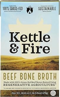 Kettle & Fire Beef Bone Broth, Regenerative Agriculture, Whole30, Gluten Free & Non-GMO, 16.9 Oz (Pack of 6)