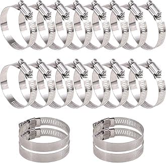 Glarks 20Pcs 304 Stainless Steel Adjustable 40-63MM Range Worm Gear Hose Clamps Assortment Kit, Fuel Line Clamp for Water Pipe, Plumbing, Automotive and Mechanical Application (40-63MM)