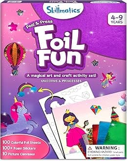 Skillmatics Foil Fun - Unicorns & Princesses, No Mess Art for Kids, Craft Kits & Supplies, DIY Creative Activity, Travel Toys, Gifts for Ages 4, 5, 6, 7, 8, 9
