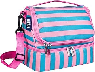Wildkin Two Compartment Insulated Lunch Bag for Boys & Girls, Perfect Solution for Packing Hot or Cold Snacks for Kids' School and Travel, Ideal for Lunch Bag for Kids (Pink Stripes)
