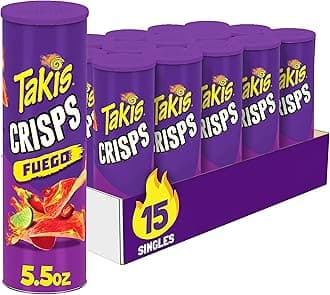Takis Hot Chili Pepper & Lime Flavored Fuego Potato Crisps, Artificially Flavored, Zero Trans Fat, 5.5 Ounces (Pack Of 15)