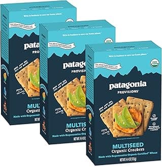 Patagonia Provisions Organic Multiseed Crackers (3 Pack) – 3g Plant Protein Per Serving – Made with Wheat Flour & Sea Salt – Non-GMO, No Added Sugar - Crispy & Crunchy