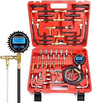 BETOOLL Digital Fuel Injection Pressure Tester - Fuel Pressure Gauge 0-300 PSI for Petrol Engine Test Kit Automotive Tool