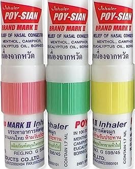 POY-SIAN Mark II Menthol Aromatherapy Nasal Inhaler, Natural Herbal Remedy with Cooling Essential Oils Poysian (Pack of 3)