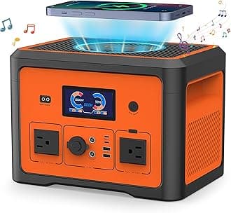 Portable Power Station 665.6Wh, Peak 1800W Solar Generator with UPS Battery Backup & Surge Protector, Portable Generator for Home Use, Camping, RV, CPAP, 10 Outlets with Bluetooth Speaker & LED Lights