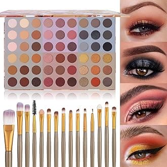 UCANBE 54 Color Nude Eyeshadow Makeup Palette + 15 PCS Eye Brushes Set, Professional Naked Matte Shimmer Eye Shadow Kit Highly Pigmented Long Lasting Waterproof Make up Pallet