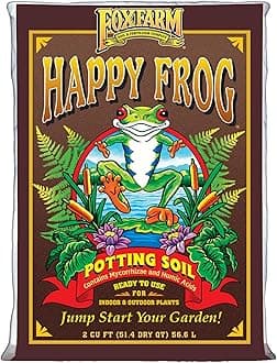 FoxFarm Happy Frog Potting Soil, 2cu ft - for Indoor/Outdoor Container Plants, Improves Root Efficiency, pH Adjusted for Optimal Nutrient Uptake - Contains Mycorrhizae and Humic Acids