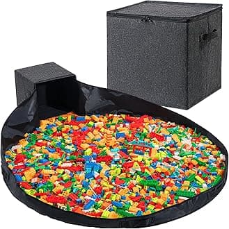 2Pack Toy Storage Organizer and Play Mat 13" Basket for Building Bricks Collapsible Storage Box for Kids Nonwoven Fabric Organizer Cube Bin